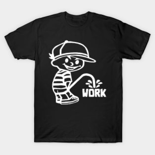 Calvin Funny Work Sticker T-Shirt